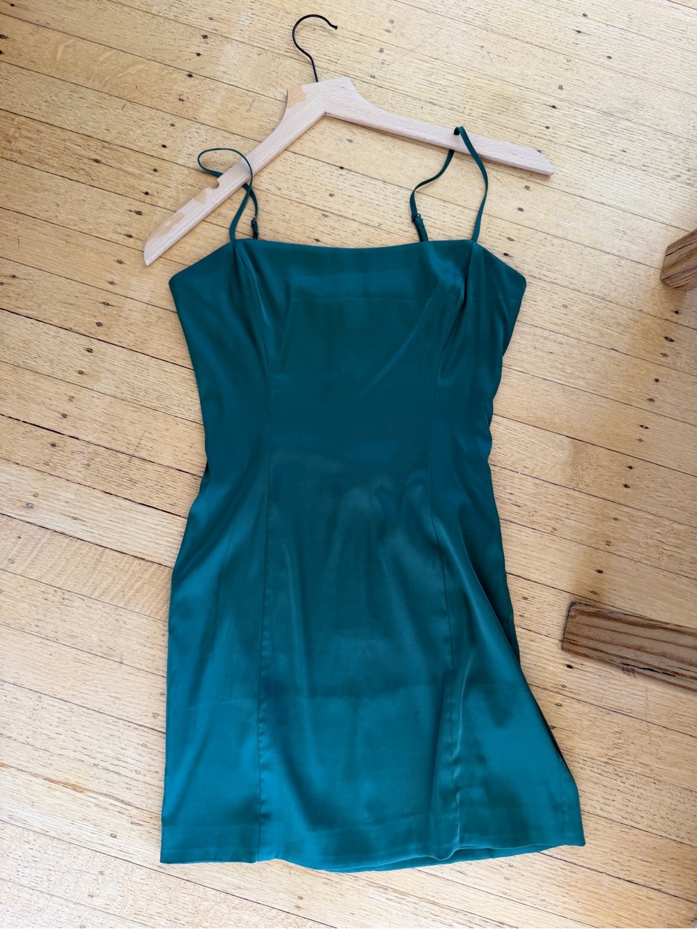 Aritzia Emerald Green Satin Mini Slip Dress